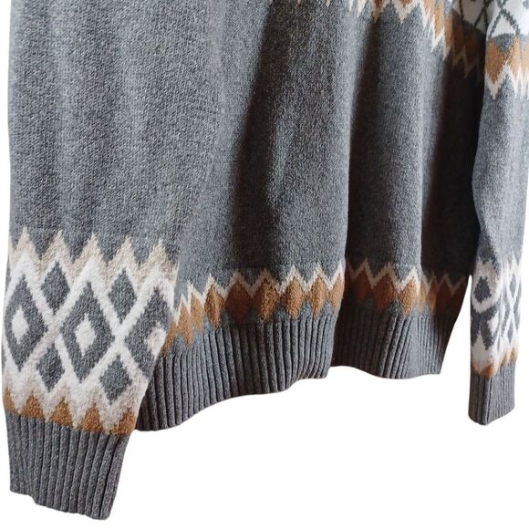 North Pole Men's XXL Gray Nordic V-Neck Fair Isle Heavyweight Heritage Sweater - Picture 6 of 9